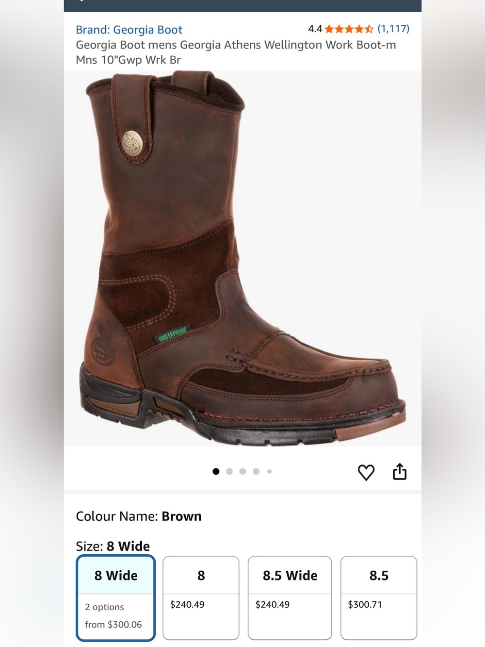 Georgia Boot men’s 9 fitting like 8